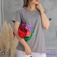 تیشرت نخ پنبه زنانه قواره متوسط ساده تک رنگ بیسیک