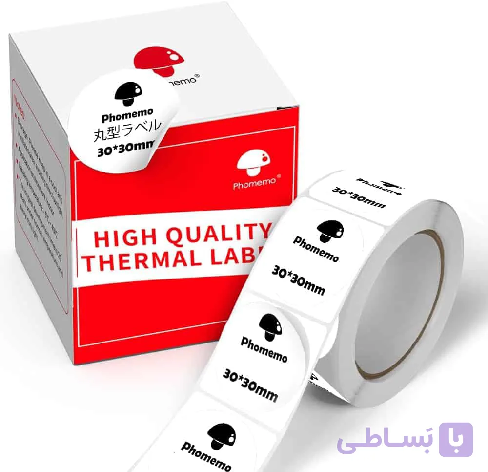 رول دایره ای شفاف طرحدار پرینتر حرارتی لیبل زن phomemo دایره قطر ۳ سانتی متر تعداد ۲۰۰لیبل