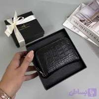 کیف کارت آکاردئونی چرم گاوی روکو مشکی RB21