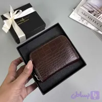 کیف کارت آکاردوئونی قهوه ای چرم گاوی RD21