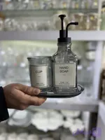 ست ۳ پارچه جامایع شیشه ای مربعی طوسی