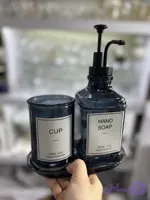 ست ۳ پارچه جامایع شیشه ای مربعی سرمه ای