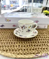 فنجان نعلبکی قهوه خوری گلدار شیاردار