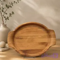 سینی چوبی بیضی دسته‌دار | چوب راش طبیعی، کیفیت درجه ۱