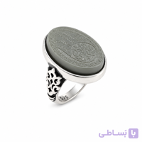 انگشتر مردانه نقره 925 با نگین یشم حکاکی کف العباس