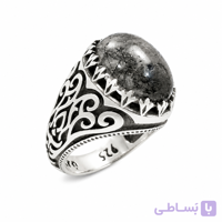 انگشتر مردانه نقره 925 با نگین روتایل مویی