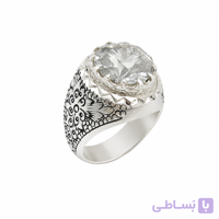 انگشتر دستساز مردانه نقره 925 با نگین موزانایت سفید