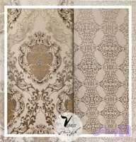 پارچه پرده ای شانل ترک طرح لوزی و گلدار کرمی Mia