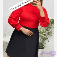 سارافون یقه پولکی جنس کرپ کش مناسب سایز 36 تا 44