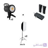کیت نور دوعددی ویدو لایت رفتونا+دوعدد سافت باکس 60x90 + دو عدد پایه 803 + میکروفون S17S ANSWER