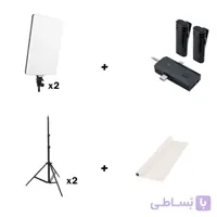 کیت نور دوعددی نور ثابت PL-48+دو عدد پایه 801 + میکروفون S17S ANSWER + پرده شطرنج سفید 2x3