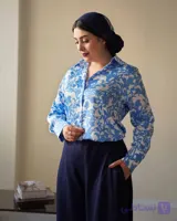 شومیز مجلسی آبی ترک طرح آیسو