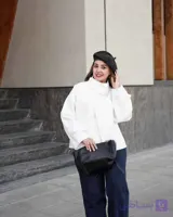 کت چرم کوتاه زنانه سفید طرح کلارا