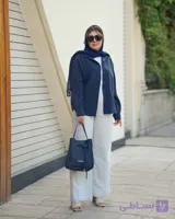 شومیز سورمه ای سیلک ساده طرح آینا