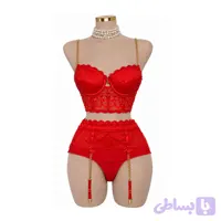 ست سوتین و شورت اسفنجی قرمز شین SHEIN