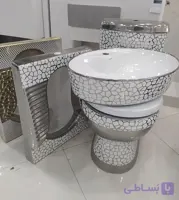 ست فرنگی توالت ایرانی و رویه کابینتی نقره ای کد۱۲۲