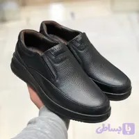 کفش چرم طبیعی مردانه شامی رنگ مشکی قالب بزرگ (کد NUWQF)