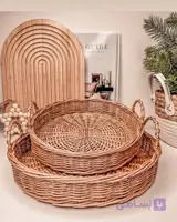 سینی دسته دار حصیری طبیعی