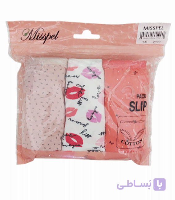 پک سه تایی شورت زنانه اسلیپ نخی میسپل طرح دار کد P1-4000