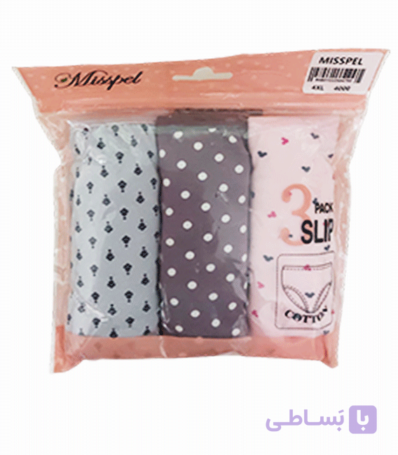 پک سه تایی شورت زنانه اسلیپ نخی میسپل طرح دار کد P2-4000