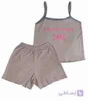 ست تاپ و شورتک نخی کبریتی طرح LOVE کد 5004