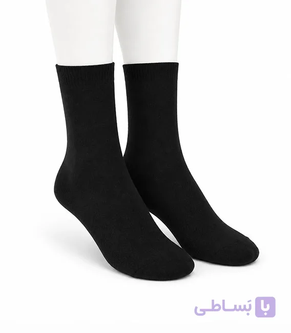 جوراب ساق دار نخی نانو زنانه مشکی REEBAL کد 463
