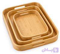 سینی مستطیل لبه دار بامبو پاپا
