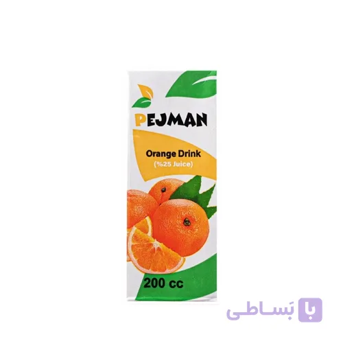 آبمیوه تک نفره پرتقال پژمان حجم 200 میلی لیتر – باکس 36 عددی