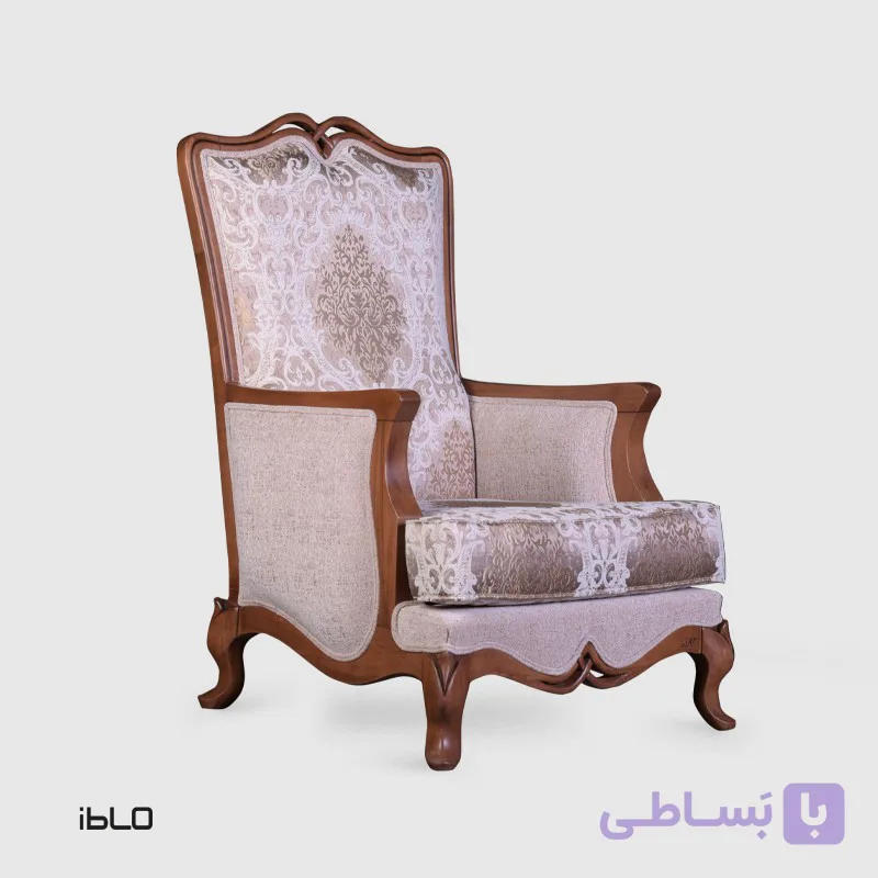 مبل یک‌نفره نئوکلاسیک لیونا (طرح‌دار کرم)