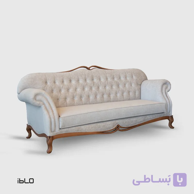 مبل سه‌نفره نئوکلاسیک لیونا (شیری روشن)