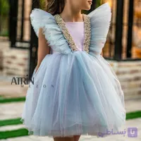 پیراهن دخترانه مدل پری گون (یقه مروارید)