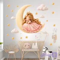 برچسب و استیکر دیواری سه بعدی کودک تاتی ماه و پرنسس