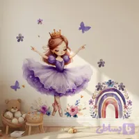 برچسب و استیکر دیواری کودک تاتی رقص و رنگین کمان