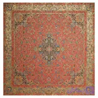 رومیزی مربع ترمه ابریشم تار سفید کد TRM96