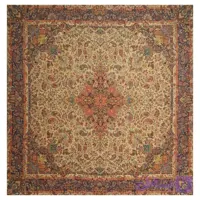 رومیزی مربع ترمه ابریشم تار سفید کد TRM97