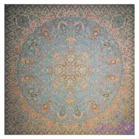 رومیزی مربع ترمه ابریشم تار سفید کد TRM114
