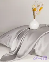 یک جفت روبالشتی ساتن زیپدار طوسی ۵۰ در ۷۰