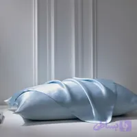 یک جفت روبالشتی ساتن زیپدار آبی سایز ۵۰ در ۷۰