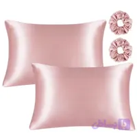 یک جفت روبالشی ساتن زیپدار صورتی سایز ۵۰ در ۷۰