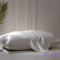 یک جفت روبالشی ساتن زیپدار سفید شیری سایز ۵۰ در ۷۰