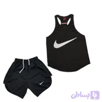 رکابی و شلوارک بدنسازی مشکی طرح نایک just do it