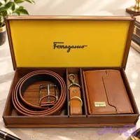 نیم ست هدیه مردانه چرم طبیعی کیف و کمربند، جا سوییچی فریگاما