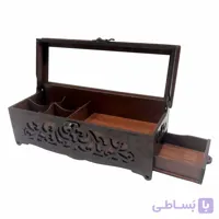 جعبه تی بگ و کافی کشودار با درب شیشه ای کد 070