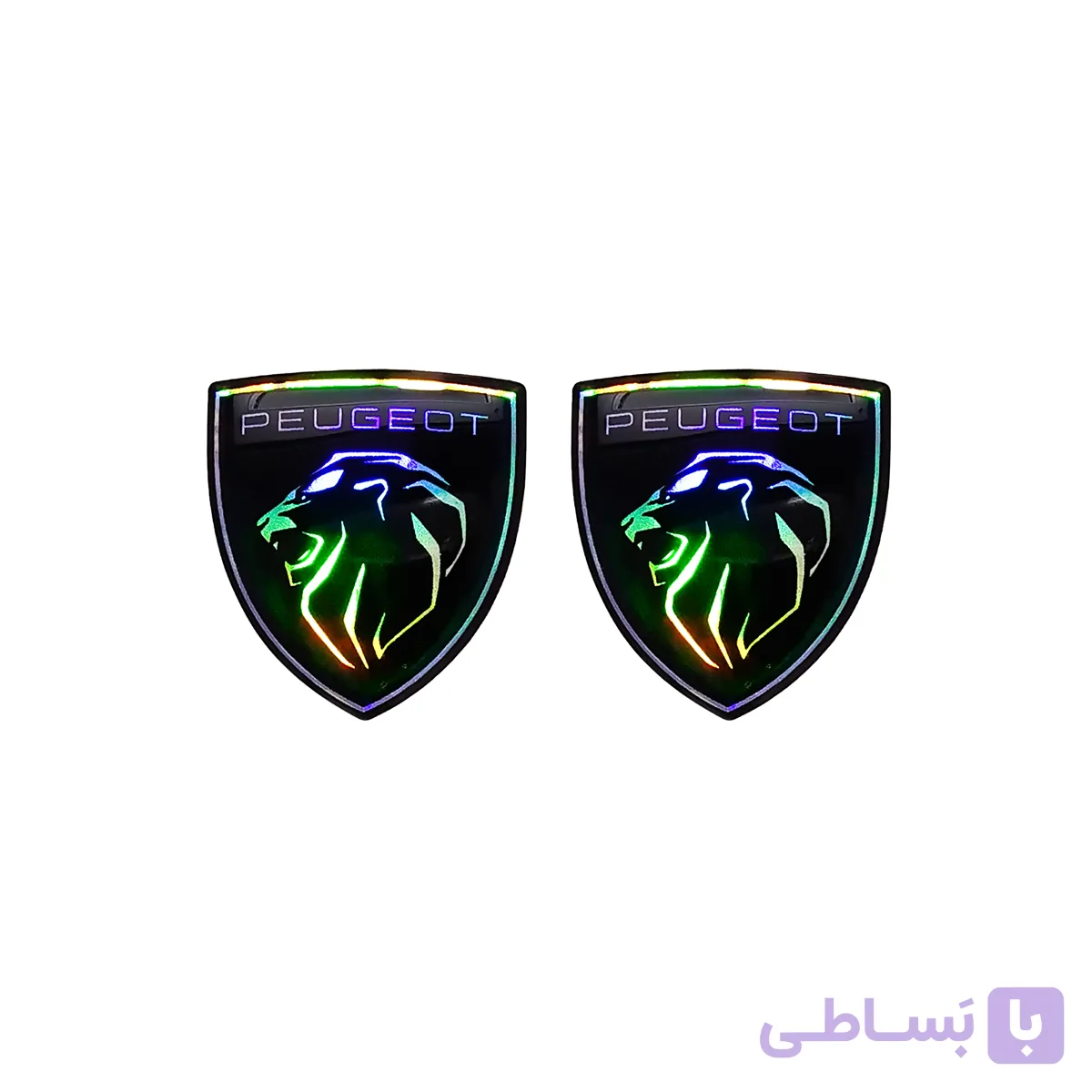 آرم سه بعدی هفت رنگ گلگیر پژو مدل Lion2021 مجموعه 2عددی کد173