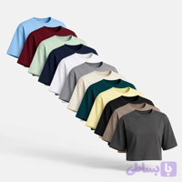 کراپ تیشرت باکسی زنانه نخ پنبه خالص محصول صادراتی پک 12 عددی قیمت عمده