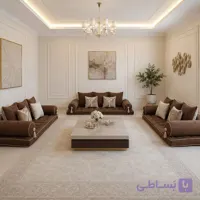ست شاهنشین کتان پنبه قهوه ای