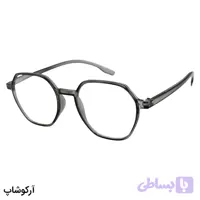 عینک مطالعه نمره +2.25 نزدیک بین با فریم طوسی رنگ و شکل هندسی (بهمراه قاب و دستمال) مدل XS1012