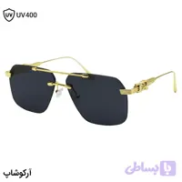 عینک آفتابی Chrome Hearts با طراحی فریملس، رنگ طلایی، شکل چندضلعی و لنز دودی تیره مدل 17559