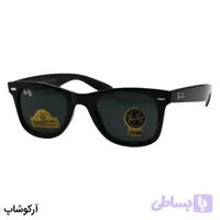 عینک آفتابی ریبن با فریم ویفرر، رنگ مشکی براق و لنز دودی و جنس شیشه (سایز 49 – کوچک) مدل RB2140-S