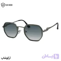 عینک آفتابی Cartier با فریم رنگ نقره‌ای و سبز، شکل چندضلعی و عدسی سبز سایه روشن مدل C598